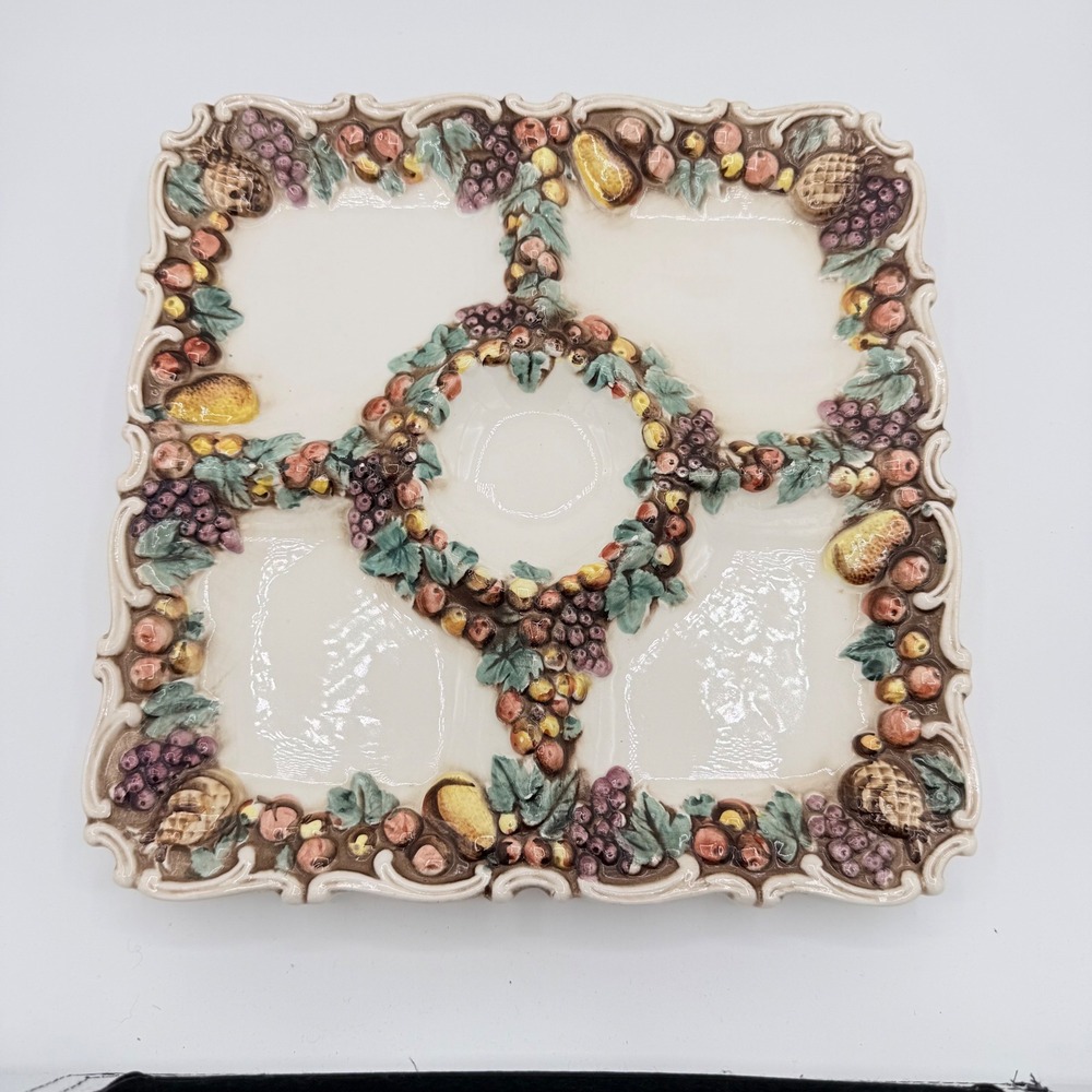 Vintage Lefton Della Robbia Fruit Divided Relish Platter Model 1961 13"